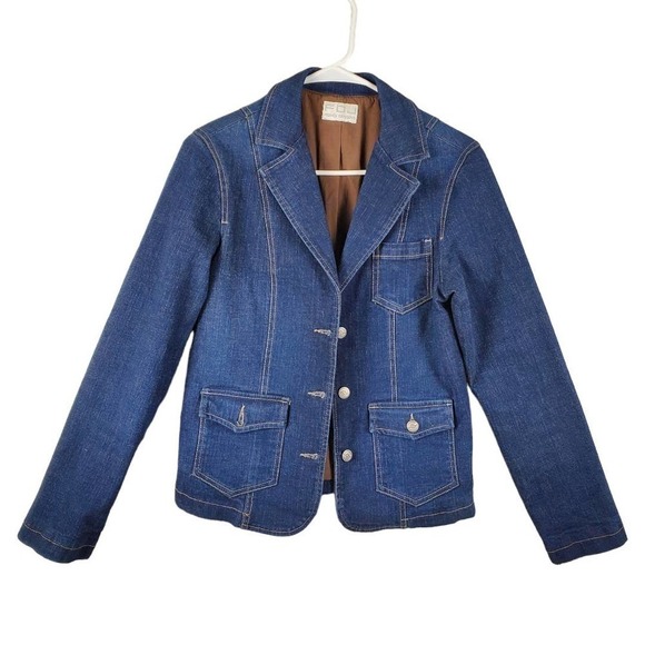 FDJ French Dressing Denim Jacket Collared Button Front Size Medium - Picture 1 of 9